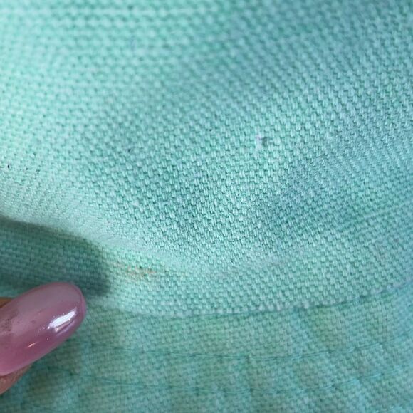 Turquoise and White Chevron Print on Inside and Turquoise on Outside Bucket Hat - Picture 8 of 8